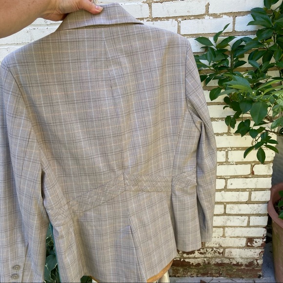 Larry Levine Notch Collar Blue Gray plaid 3 button Classic Blazer Jacket sz12 - Picture 4 of 15
